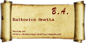 Balkovics Anetta névjegykártya